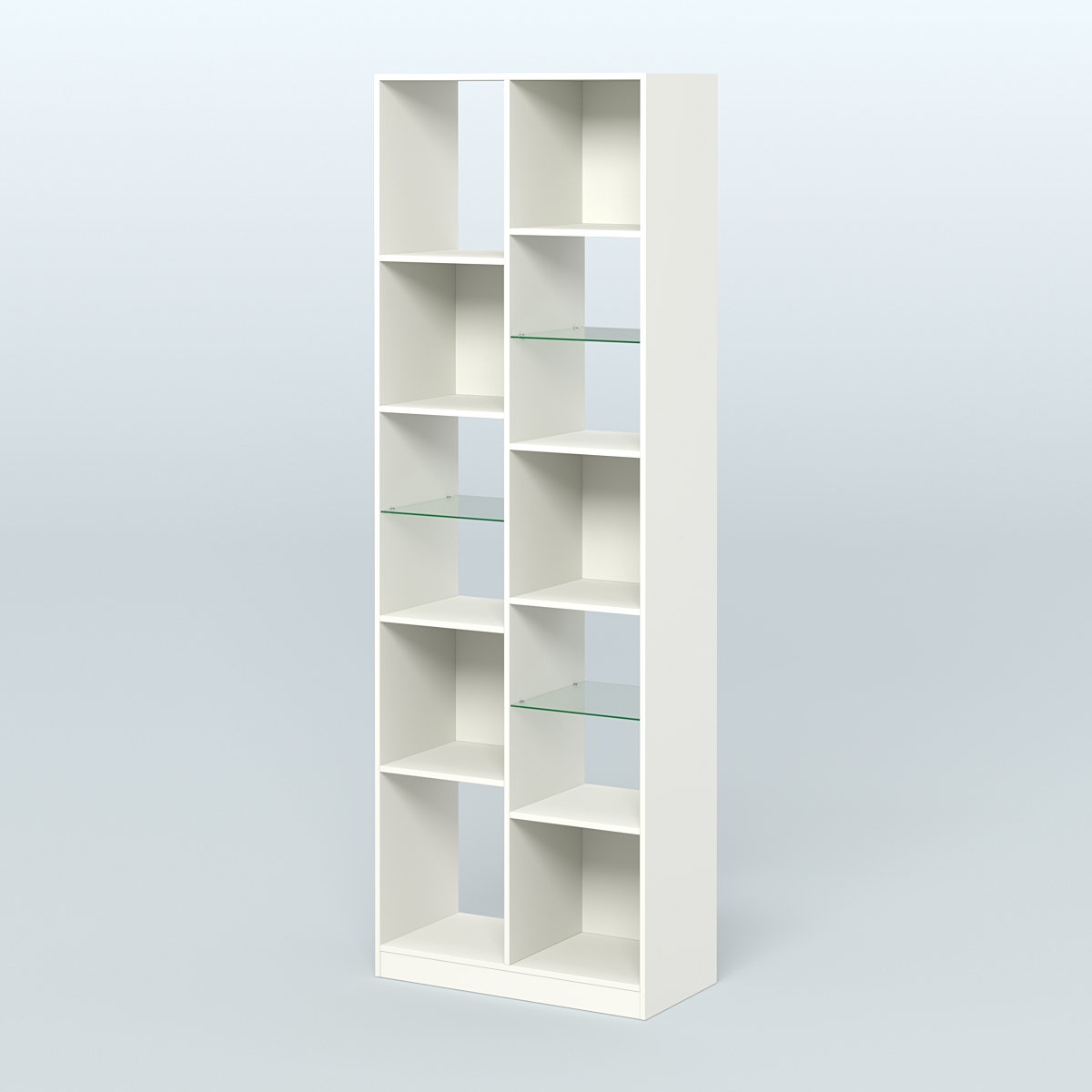 Стеллаж из ДСП серии ЛОФТ №8-3 (зеркальное отражение - Z) с полками стекло 5 мм  Белый