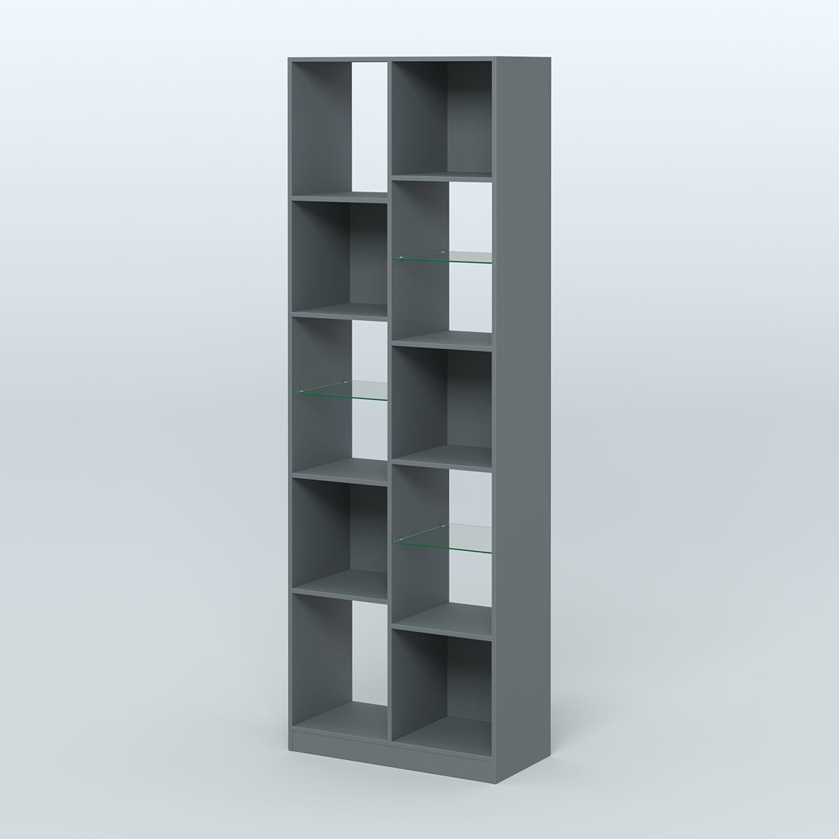 Стеллаж из ДСП серии ЛОФТ №8-3 (зеркальное отражение - Z) с полками стекло 5 мм  Темно-Серый