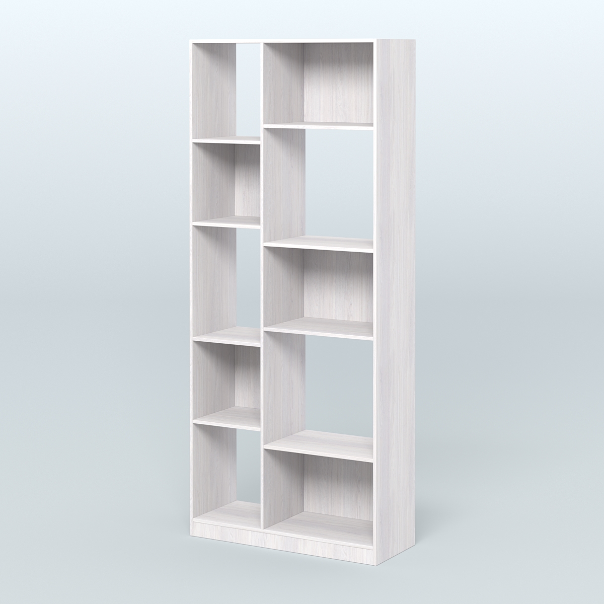 Стеллаж из ДСП серии ЛОФТ №9-1 (зеркальное отражение - Z) Ясень Анкор светлый