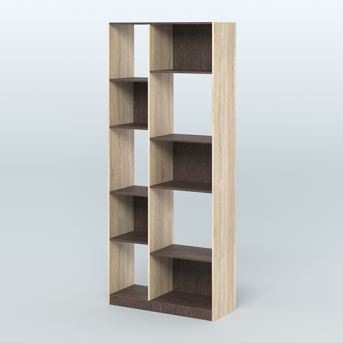 Стеллаж из ДСП серии ЛОФТ №9-1 (зеркальное отражение - Z) Дуб Сонома + Дуб Венге
