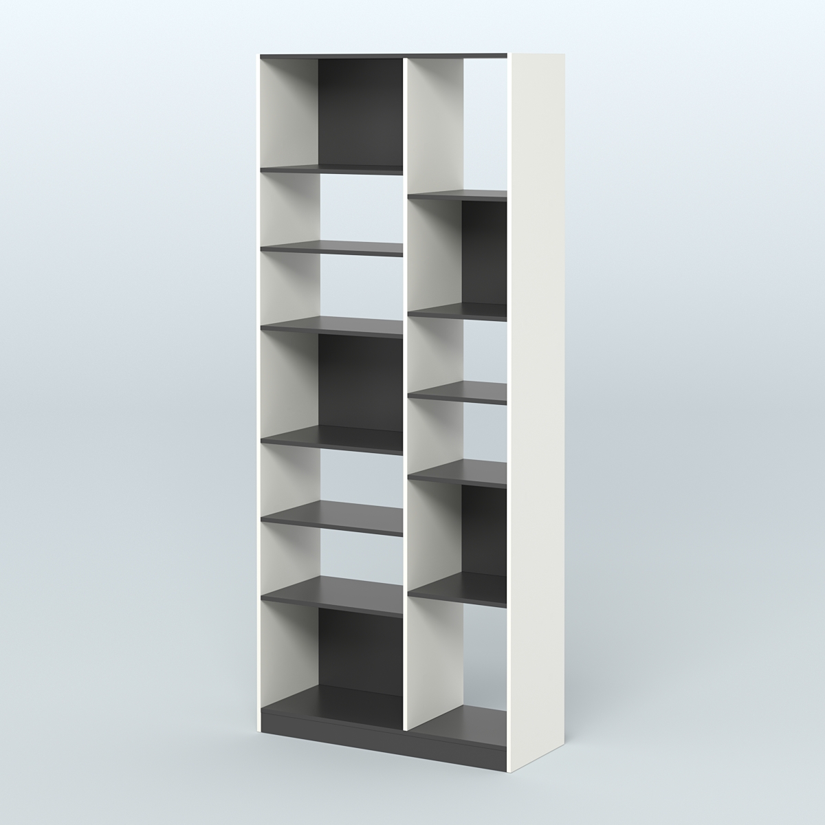 Стеллаж из ДСП серии ЛОФТ №9-2 с полками ДСП Белый и Черный