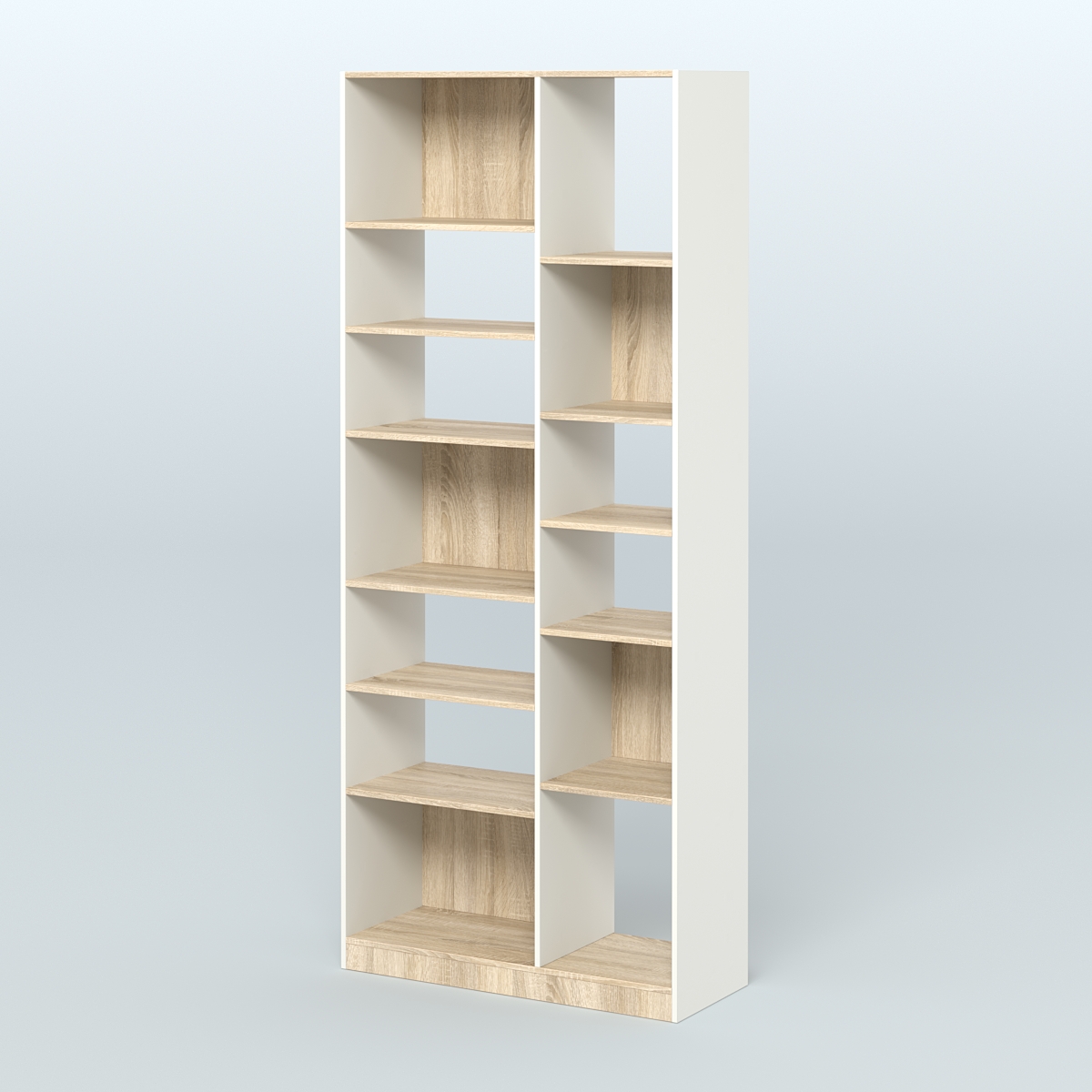 Стеллаж из ДСП серии ЛОФТ №9-2 с полками ДСП Белый + Дуб Сонома