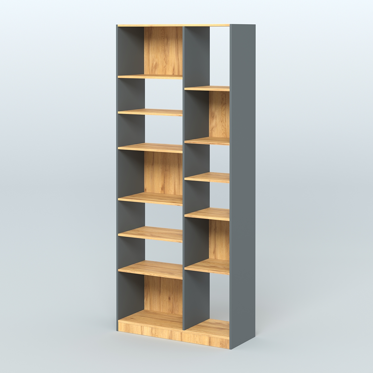 Стеллаж из ДСП серии ЛОФТ №9-2 с полками ДСП Темно-Серый  + Дуб Золотистый