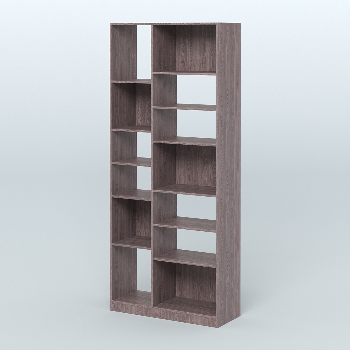 Стеллаж из ДСП серии ЛОФТ №9-2 (зеркальное отражение - Z) с полками ДСП Ясень Анкор темный