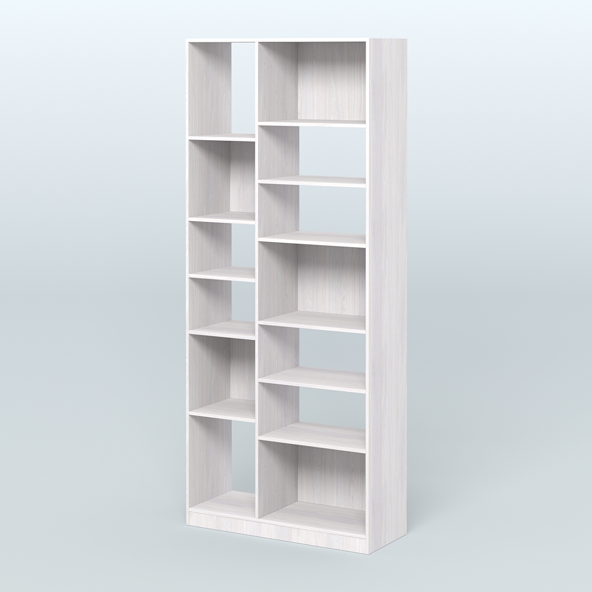 Стеллаж из ДСП серии ЛОФТ №9-2 (зеркальное отражение - Z) с полками ДСП Ясень Анкор светлый