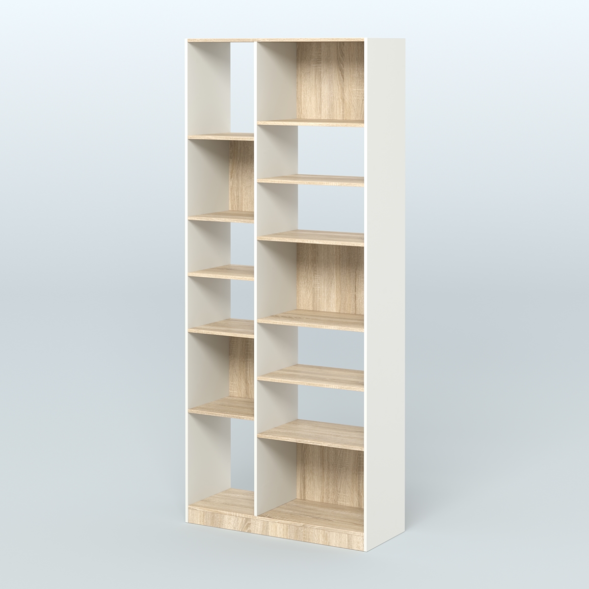 Стеллаж из ДСП серии ЛОФТ №9-2 (зеркальное отражение - Z) с полками ДСП Белый + Дуб Сонома