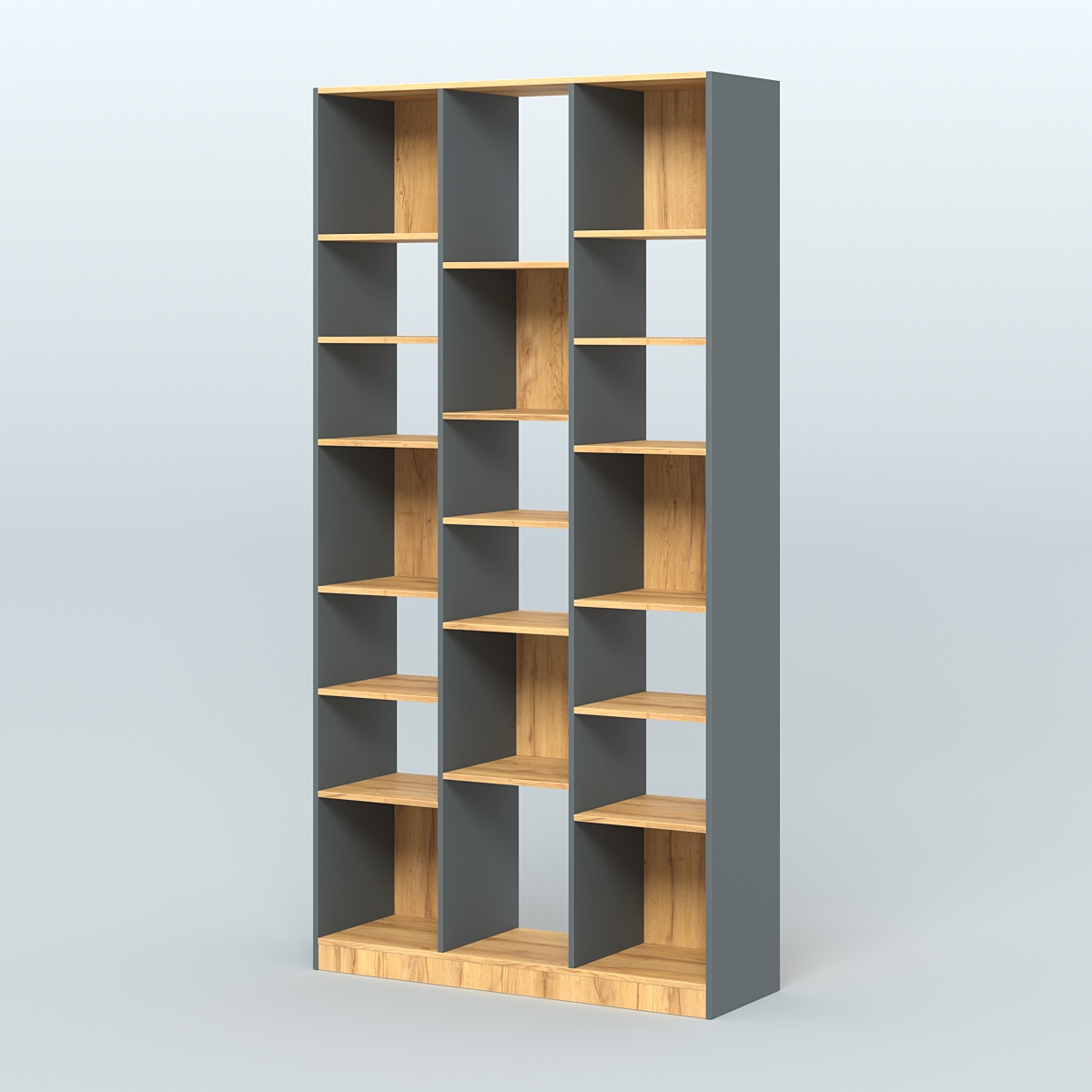 Стеллаж из ДСП серии ЛОФТ №10-2 с полками ДСП Темно-Серый  + Дуб Золотистый