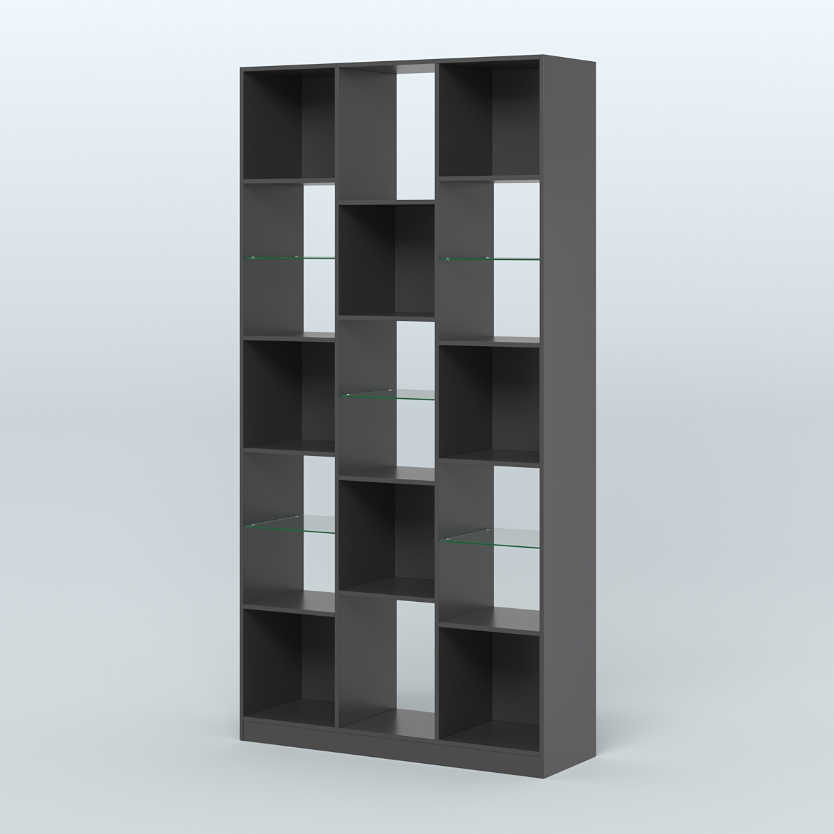 Стеллаж из ДСП серии ЛОФТ №10-3 с полками стекло 5 мм Черный