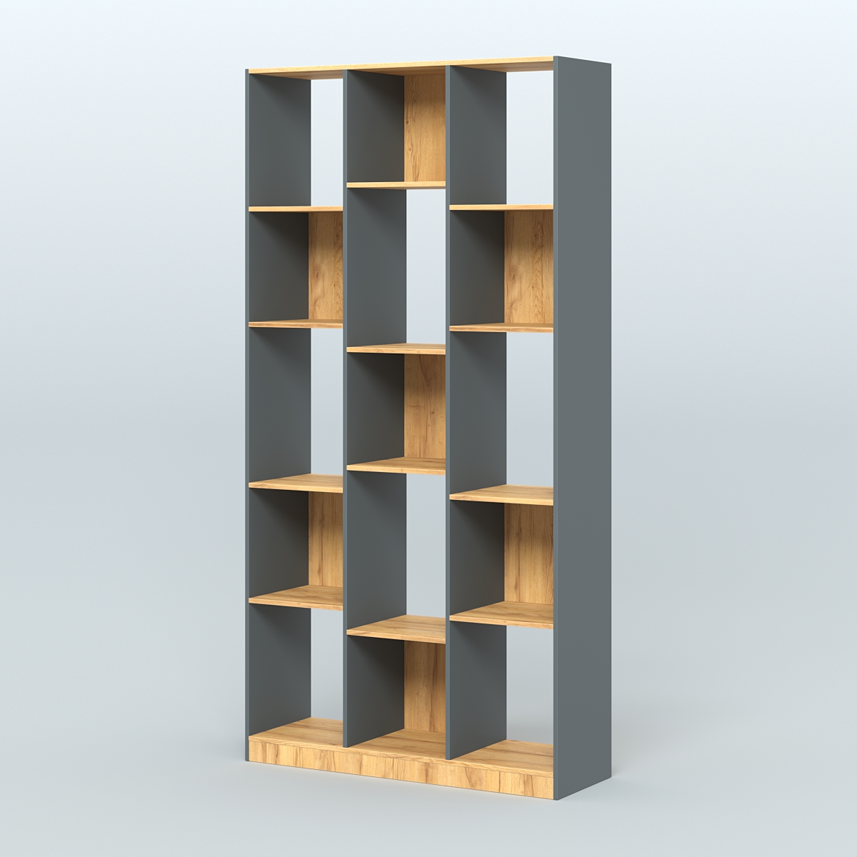 Стеллаж из ДСП серии ЛОФТ №10-1 (зеркальное отражение - Z) Темно-Серый  + Дуб Золотистый