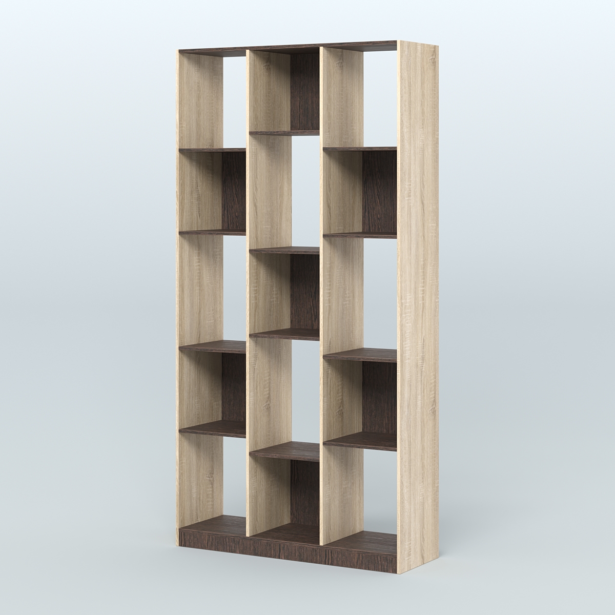 Стеллаж из ДСП серии ЛОФТ №10-1 (зеркальное отражение - Z) Дуб Сонома + Дуб Венге