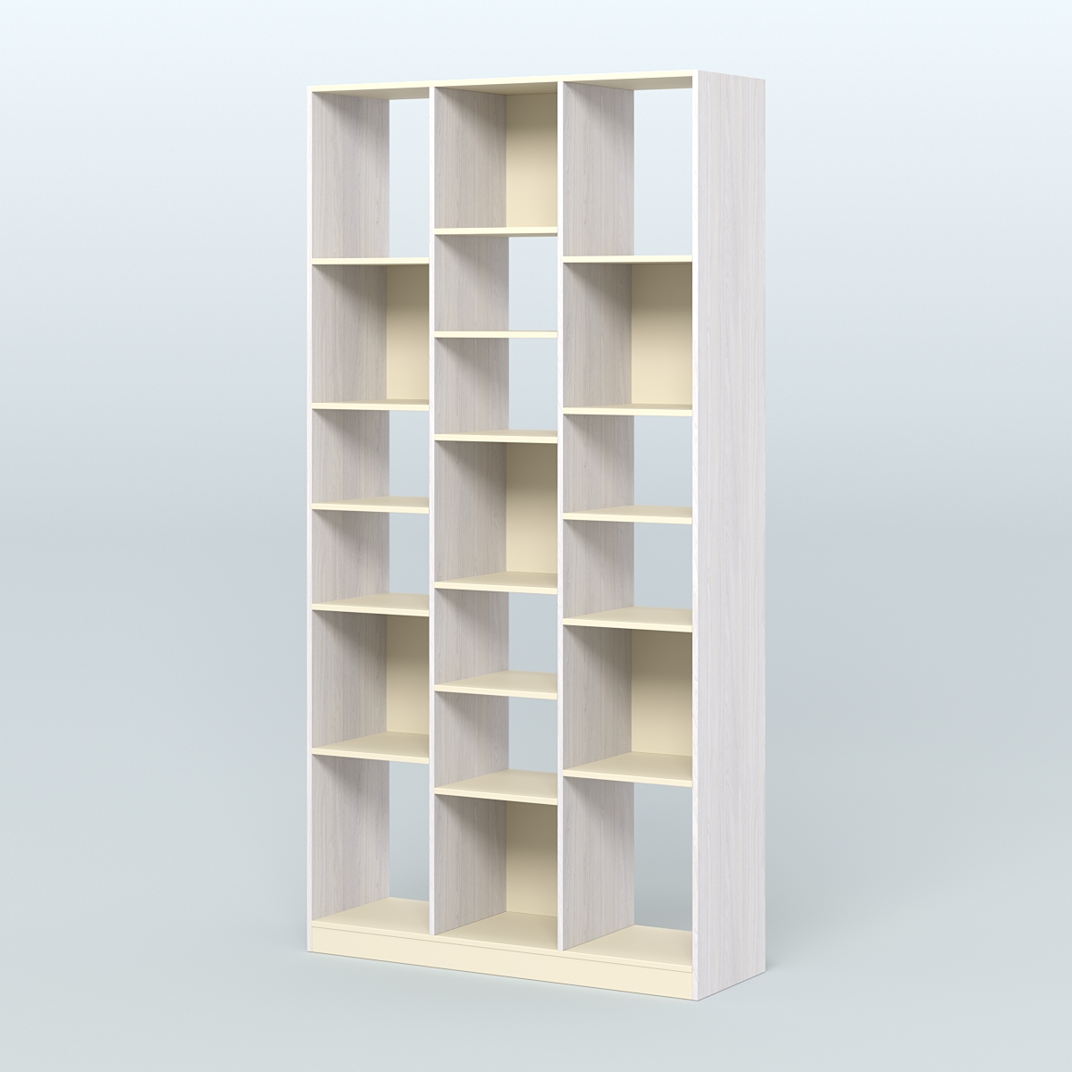 Стеллаж из ДСП серии ЛОФТ №10-2 (зеркальное отражение - Z) с полками ДСП Ясень Анкор светлый и Крем Вайс