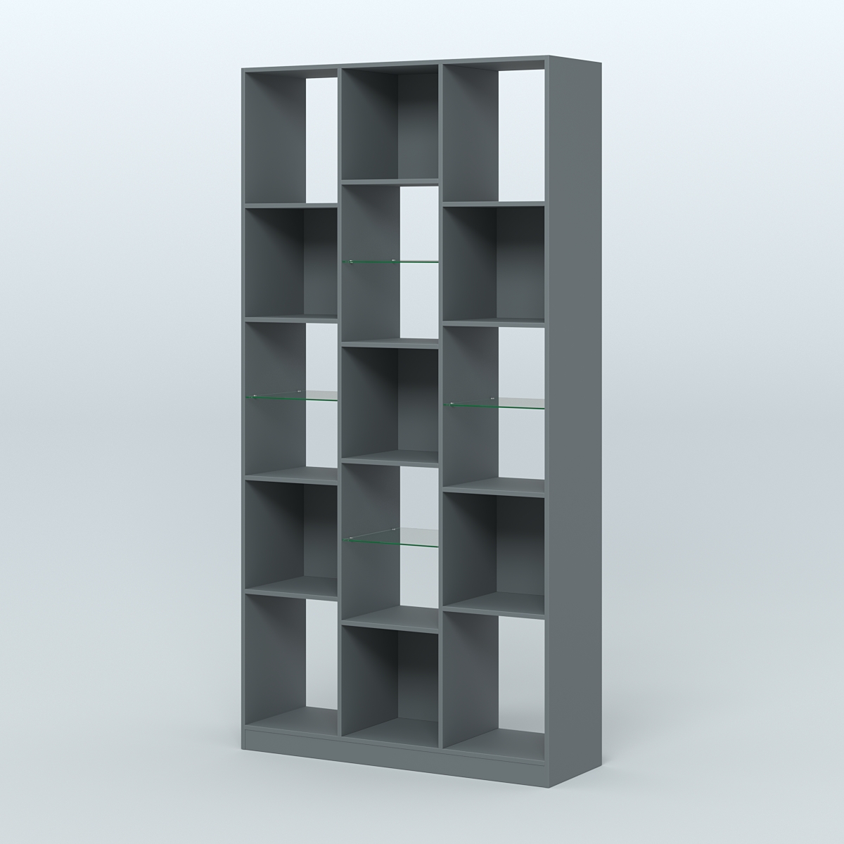 Стеллаж из ДСП серии ЛОФТ №10-3 (зеркальное отражение - Z) с полками стекло 5 мм Темно-Серый