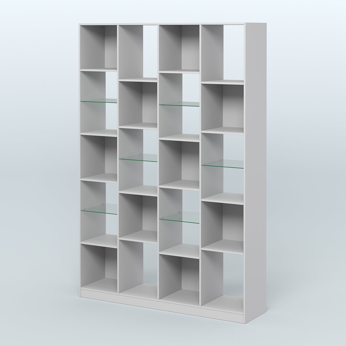 Стеллаж из ДСП серии ЛОФТ №11-3 с полками стекло 5 мм Серый