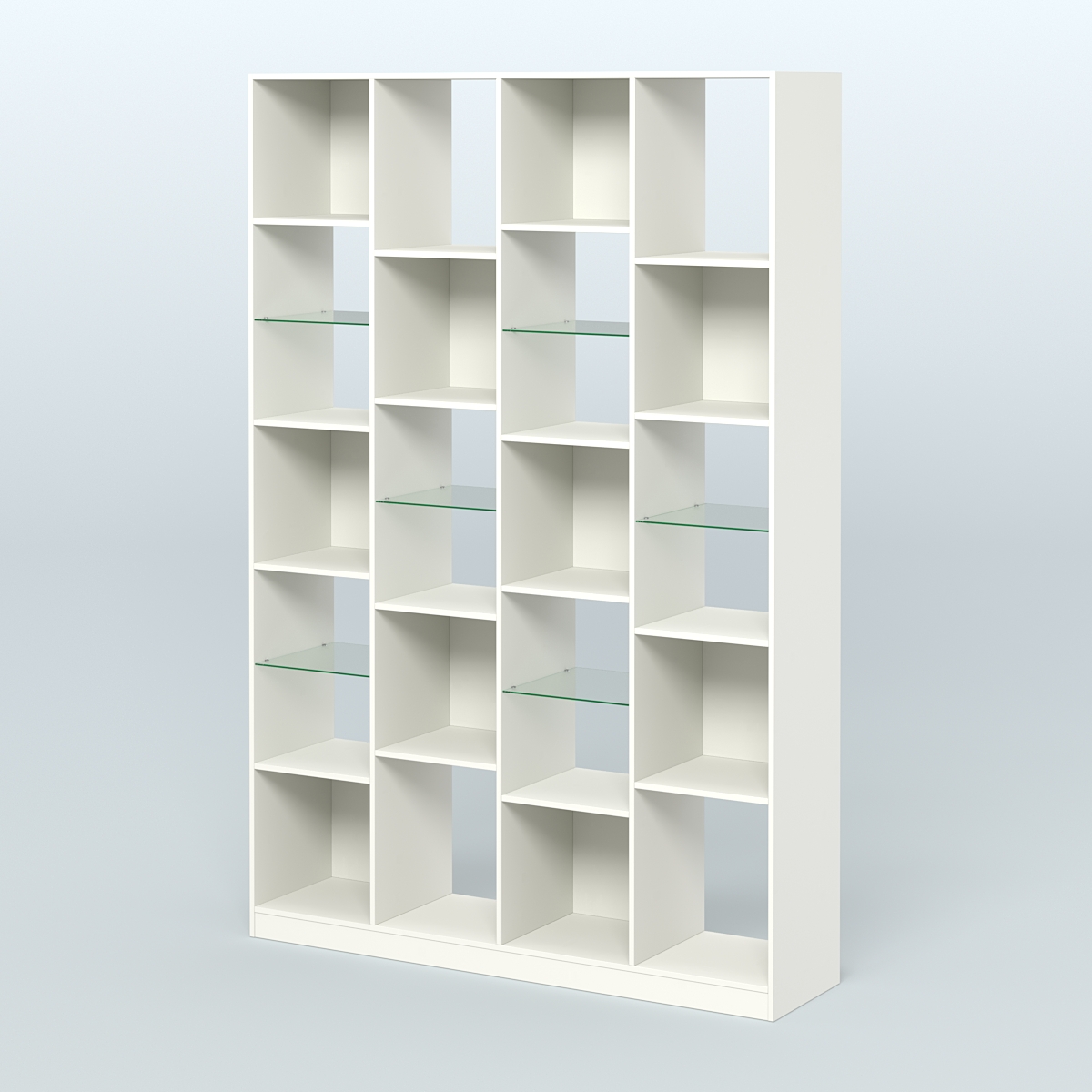 Стеллаж из ДСП серии ЛОФТ №11-3 с полками стекло 5 мм Белый