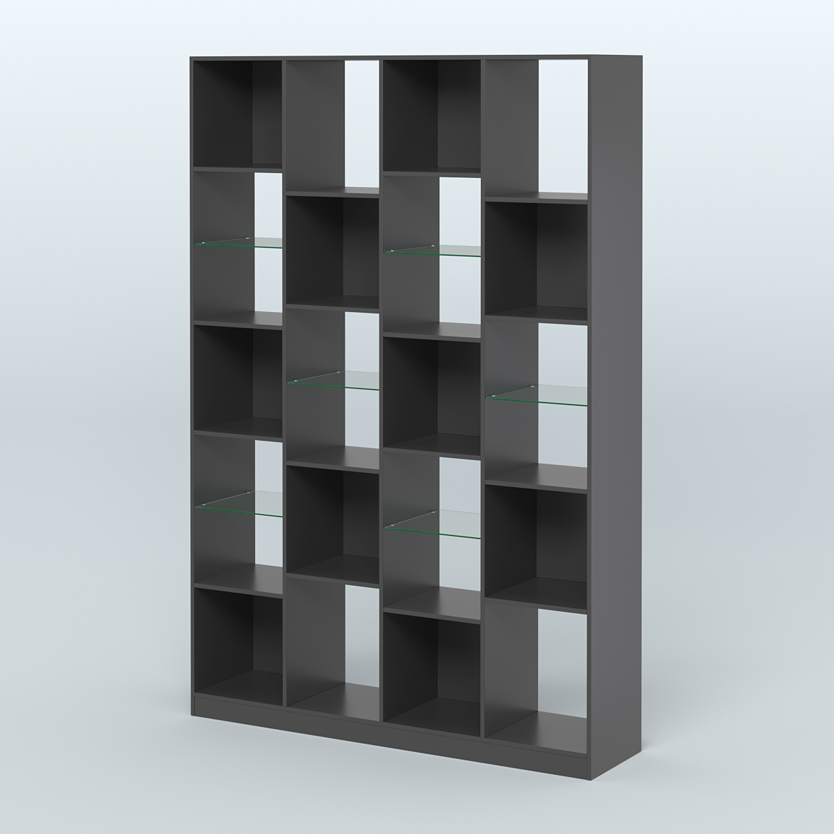 Стеллаж из ДСП серии ЛОФТ №11-3 с полками стекло 5 мм Черный