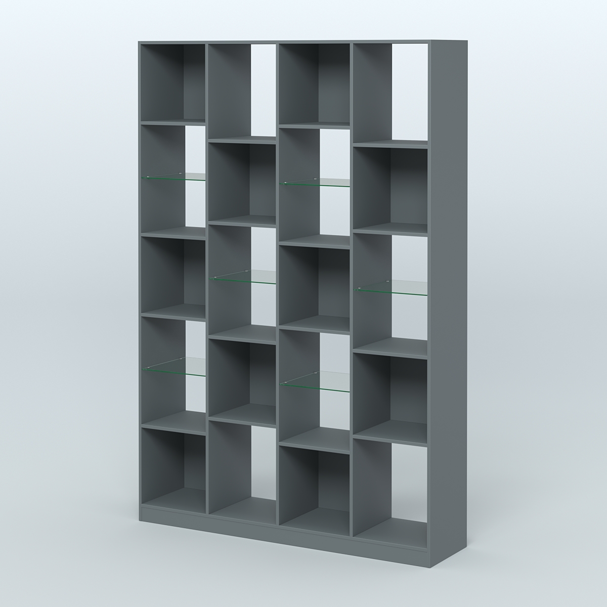 Стеллаж из ДСП серии ЛОФТ №11-3 с полками стекло 5 мм Темно-Серый