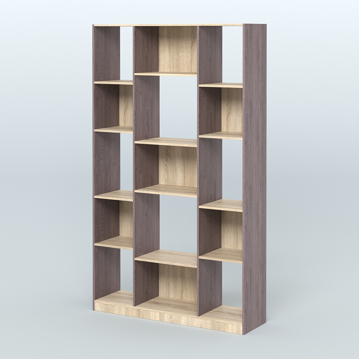 Стеллаж из ДСП серии ЛОФТ №12-1 Ясень Анкор темный и Дуб Сонома