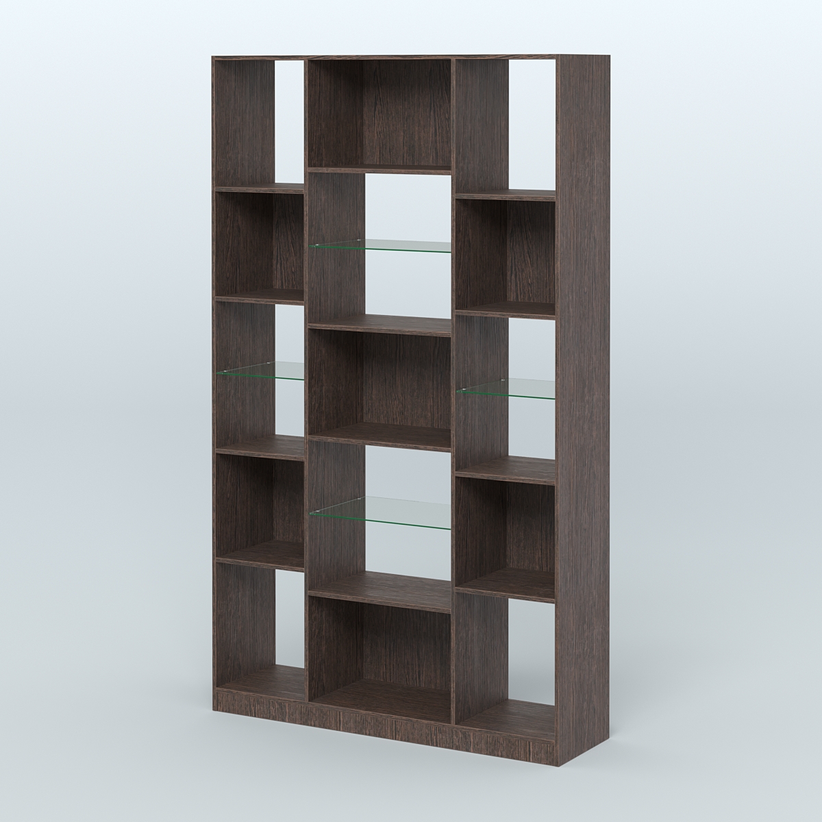 Стеллаж из ДСП серии ЛОФТ №12-3 с полками стекло 5 мм Дуб Венге