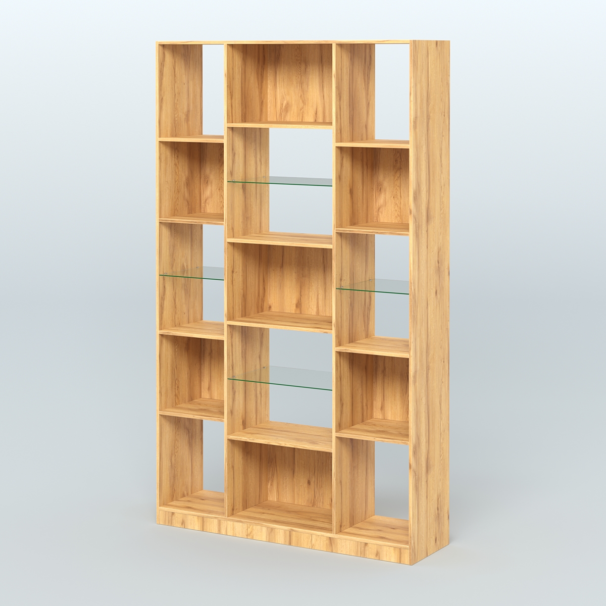 Стеллаж из ДСП серии ЛОФТ №12-3 с полками стекло 5 мм Дуб Золотистый