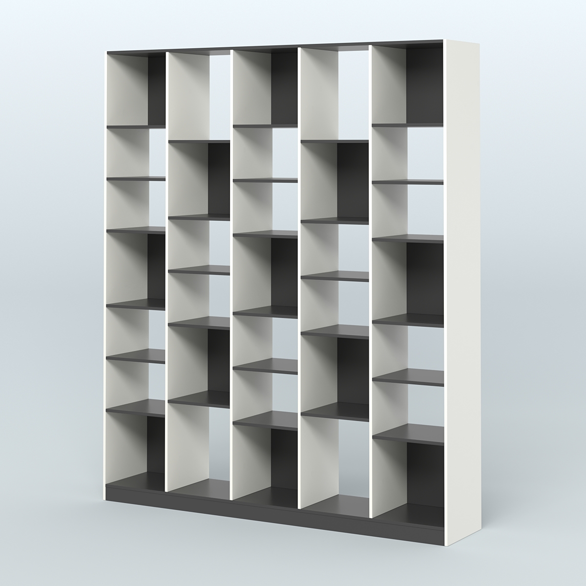 Стеллаж из ДСП серии ЛОФТ №13-2 с полками ДСП Белый и Черный