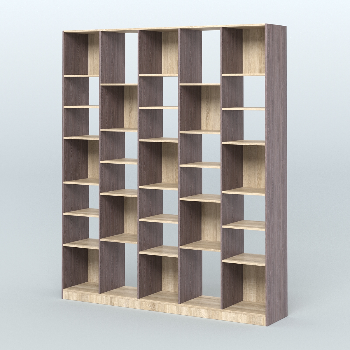 Стеллаж из ДСП серии ЛОФТ №13-2 с полками ДСП Ясень Анкор темный и Дуб Сонома