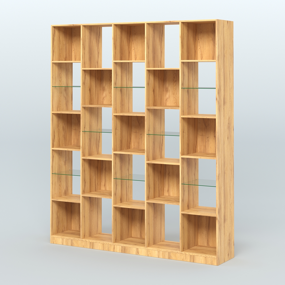 Стеллаж из ДСП серии ЛОФТ №13-3 с полками стекло 5 мм Дуб Золотистый