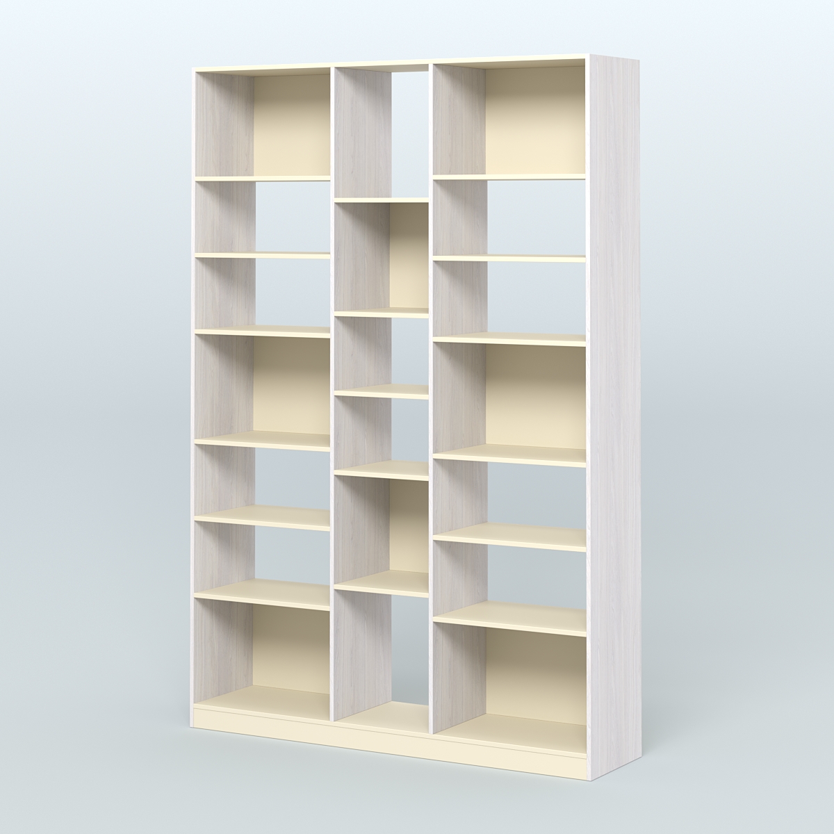 Стеллаж из ДСП серии ЛОФТ №14-2 с полками ДСП Ясень Анкор светлый и Крем Вайс