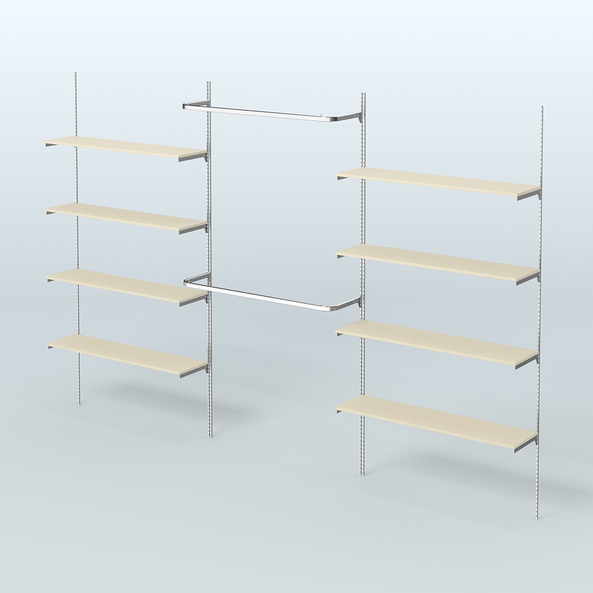 Neo Fix №7 с открытыми полками из ДСП и поручнями (3600 мм) Крем Вайс