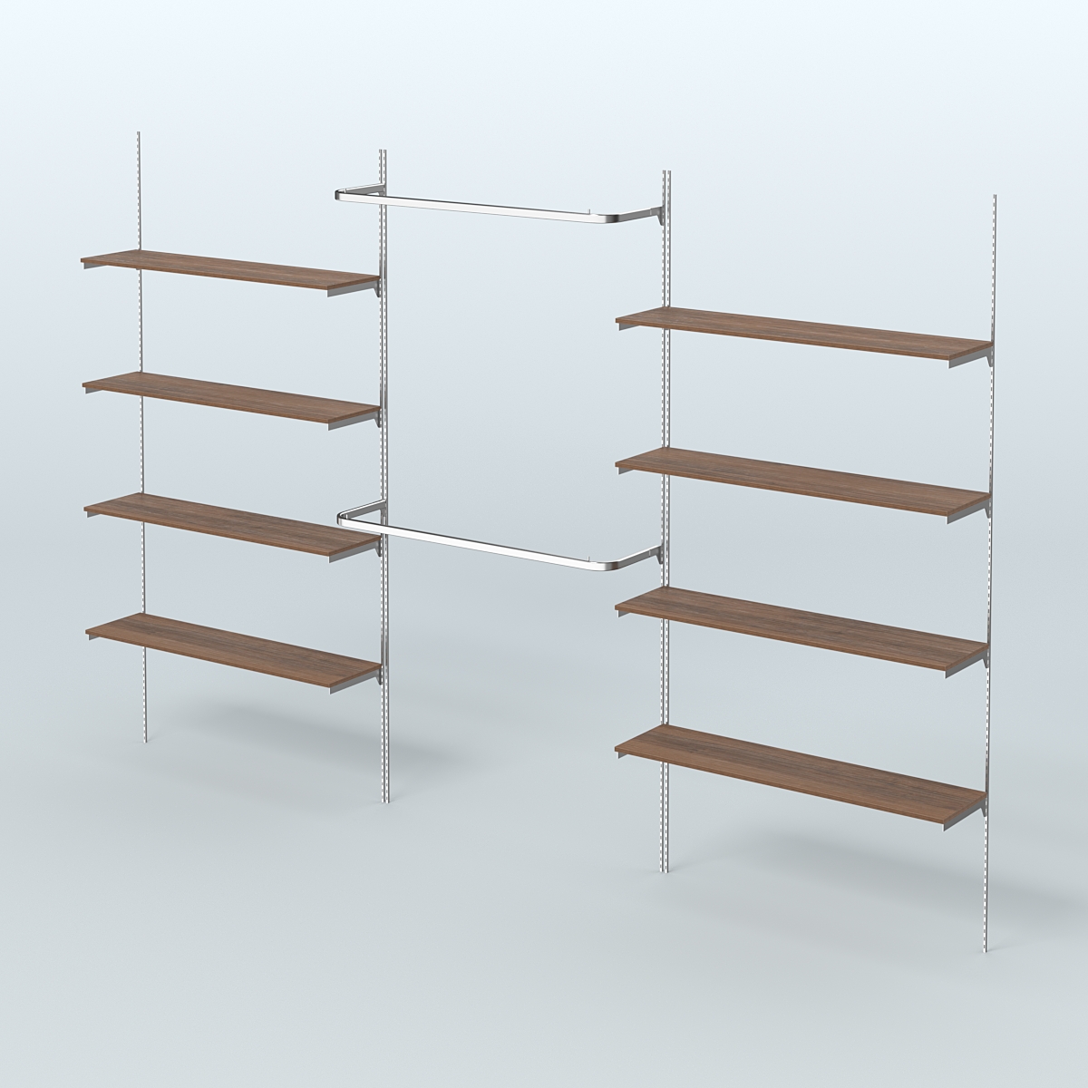 Neo Fix №7 с открытыми полками из ДСП и поручнями (3600 мм) Орех