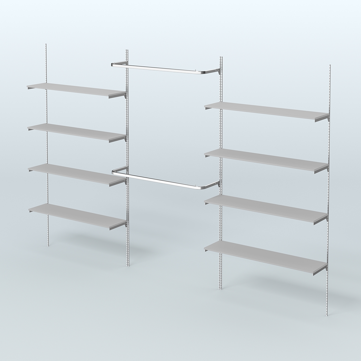 Neo Fix №7 с открытыми полками из ДСП и поручнями (3600 мм) Серый