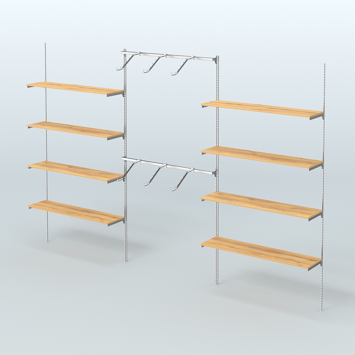 Neo Fix №11 с полками из ДСП и хромированными поручнями (3600 мм) Дуб Золотистый