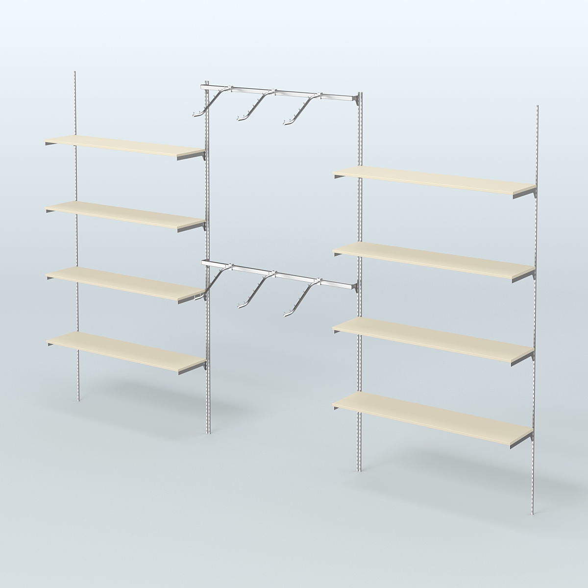 Neo Fix №11 с полками из ДСП и хромированными поручнями (3600 мм) Крем Вайс
