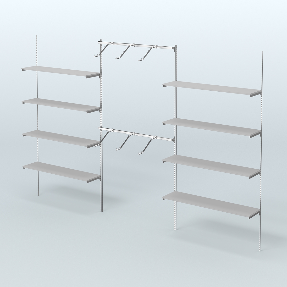 Neo Fix №11 с полками из ДСП и хромированными поручнями (3600 мм) Серый