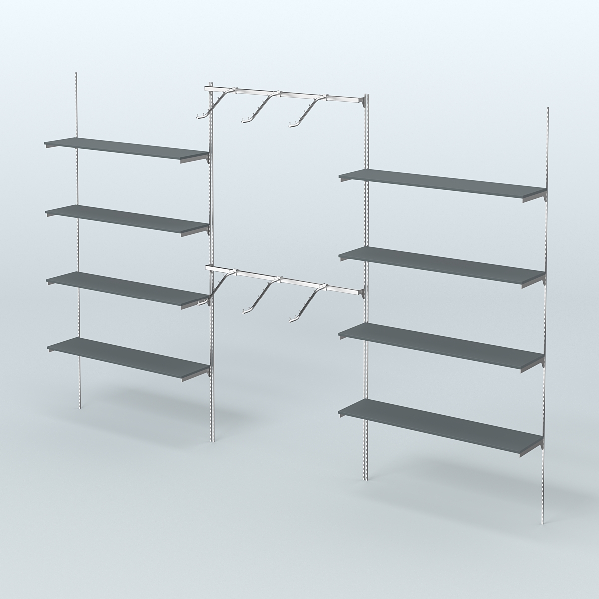 Neo Fix №11 с полками из ДСП и хромированными поручнями (3600 мм) Темно-Серый