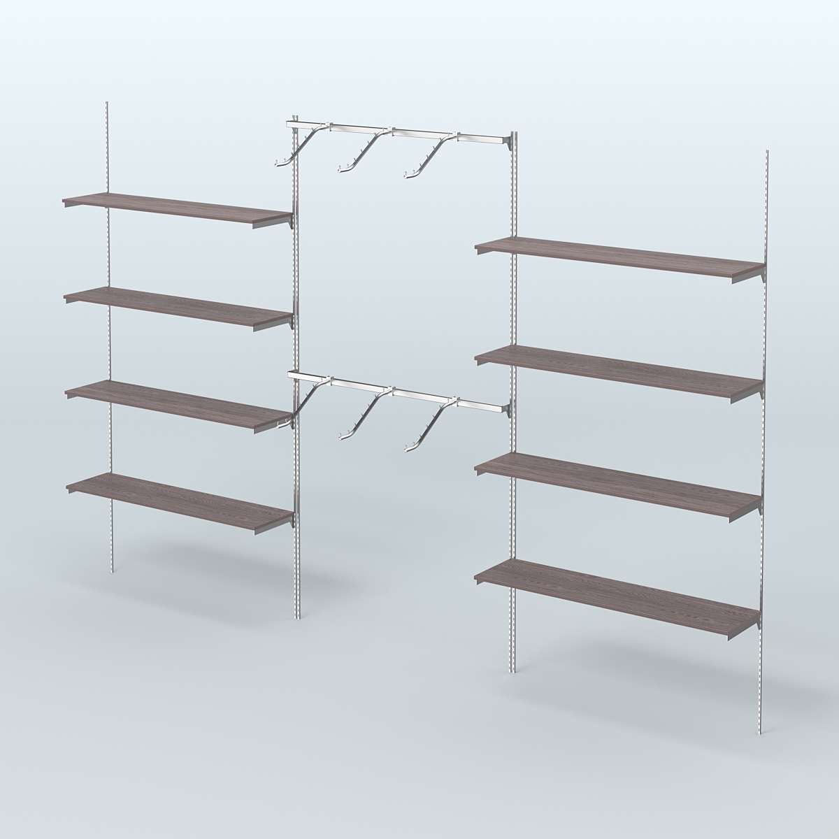 Neo Fix №11 с полками из ДСП и хромированными поручнями (3600 мм) Ясень Анкор темный