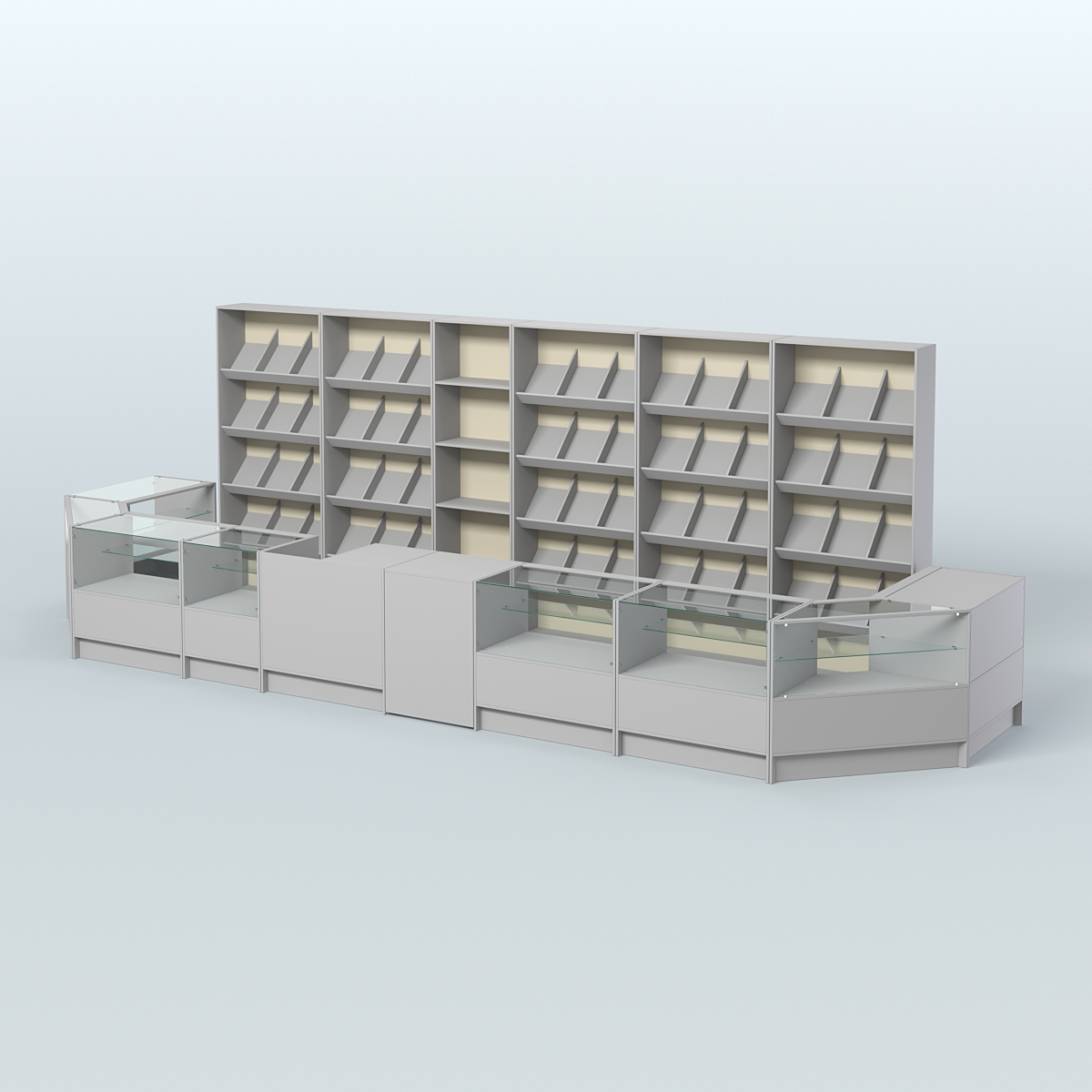 Торговый Островок "Эконом" №6 (12, 6 кв.м) Серый + Крем Вайс