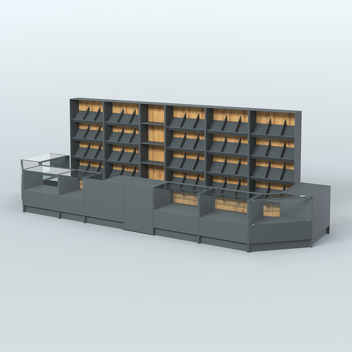 Торговый Островок "Эконом" №6 (12, 6 кв.м) Темно-Серый  + Дуб Золотистый