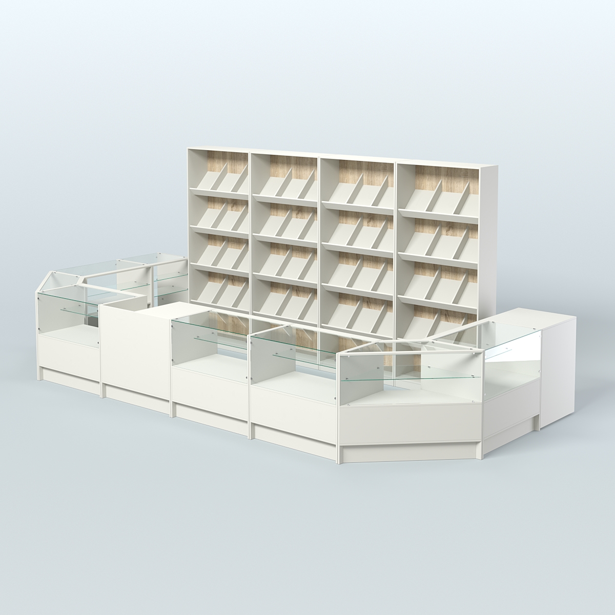 Торговый Островок "Эконом" №10 (11, 8 кв.м) Белый + Дуб Сонома