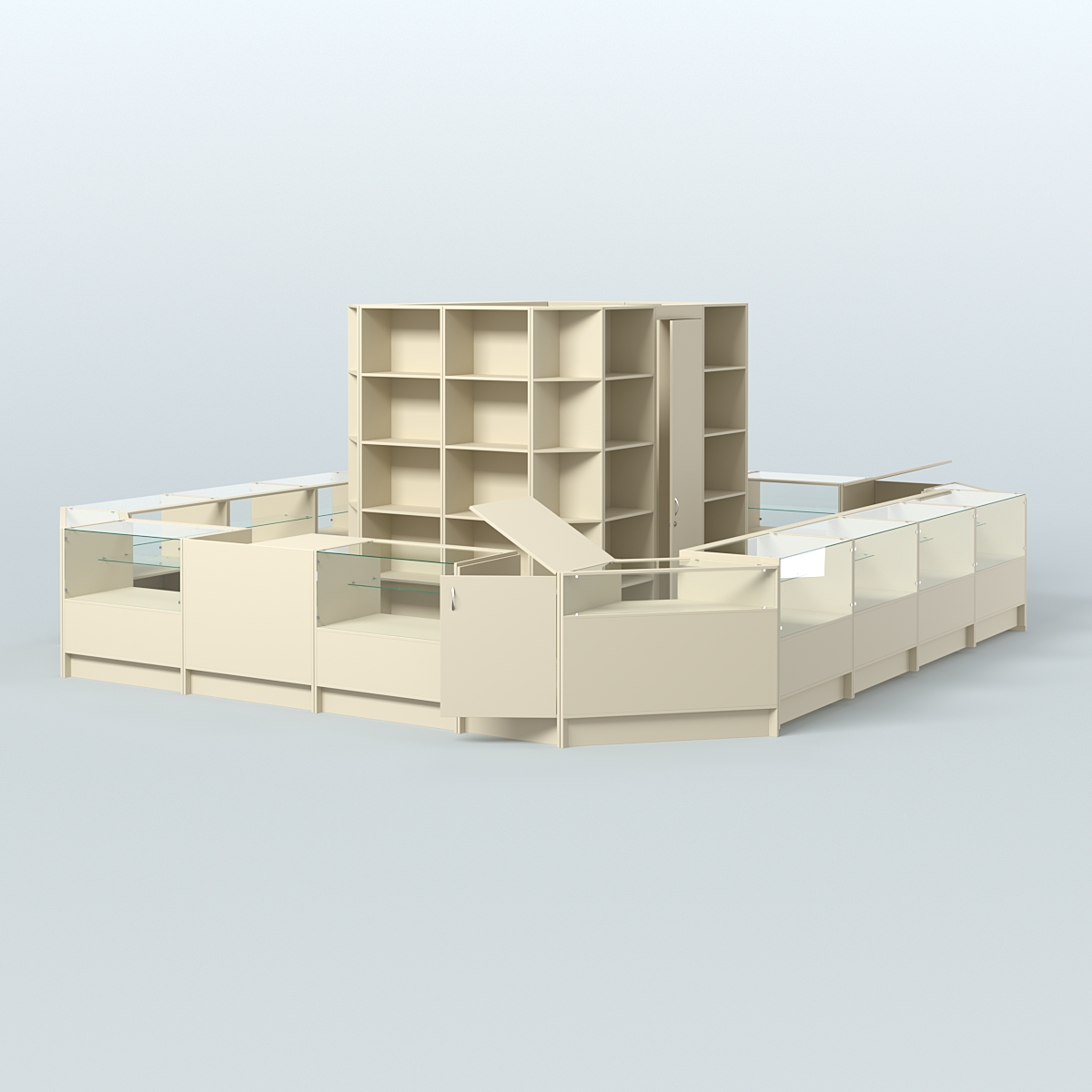 Торговый Островок "Эконом" №1-2 с помещением под склад (25, 1 кв.м) Крем Вайс
