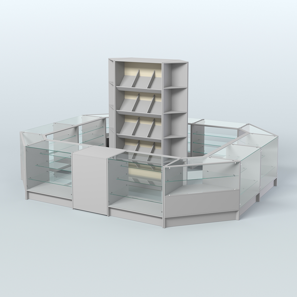 Торговый Островок "Эконом" №14 (13, 3 кв.м) Серый + Крем Вайс