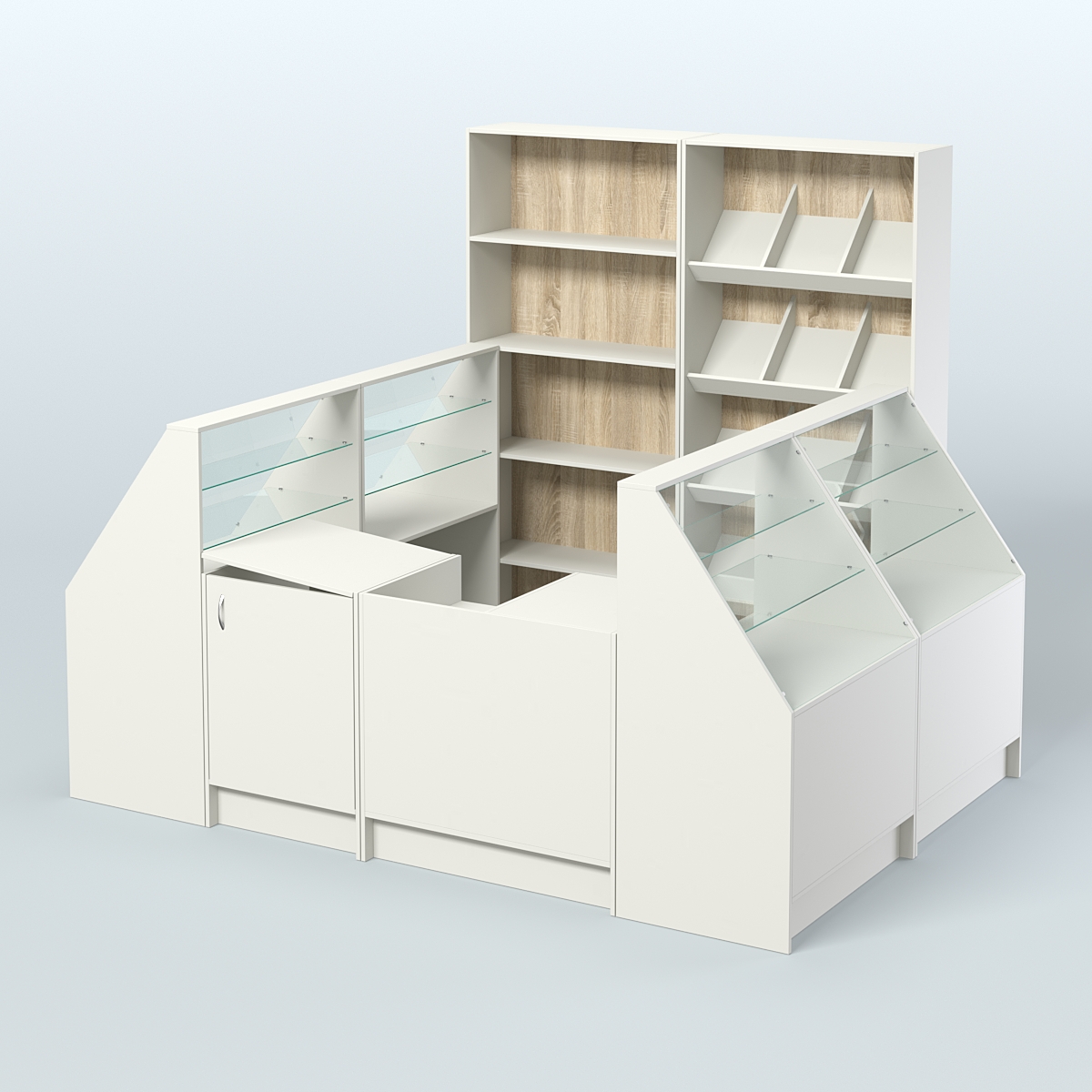 Торговый Островок "Эконом" №18 (5, 5 кв.м) Белый + Дуб Сонома