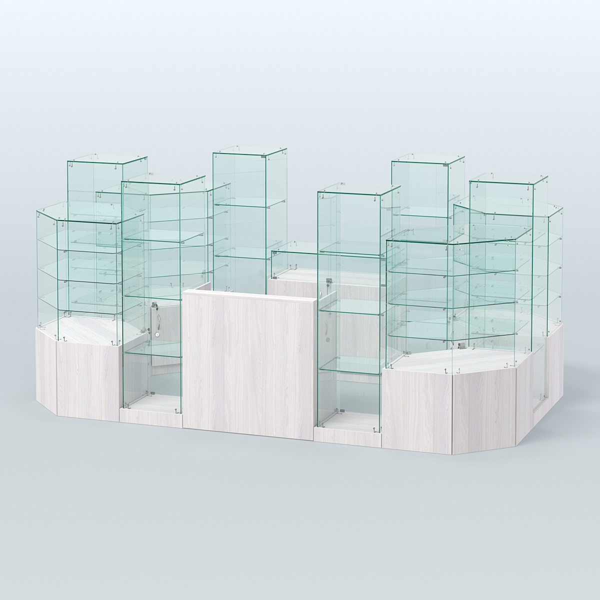 Павильон ИСТРА в центр зала №9а (закрытый) (6, 8 кв.м) Ясень Анкор светлый