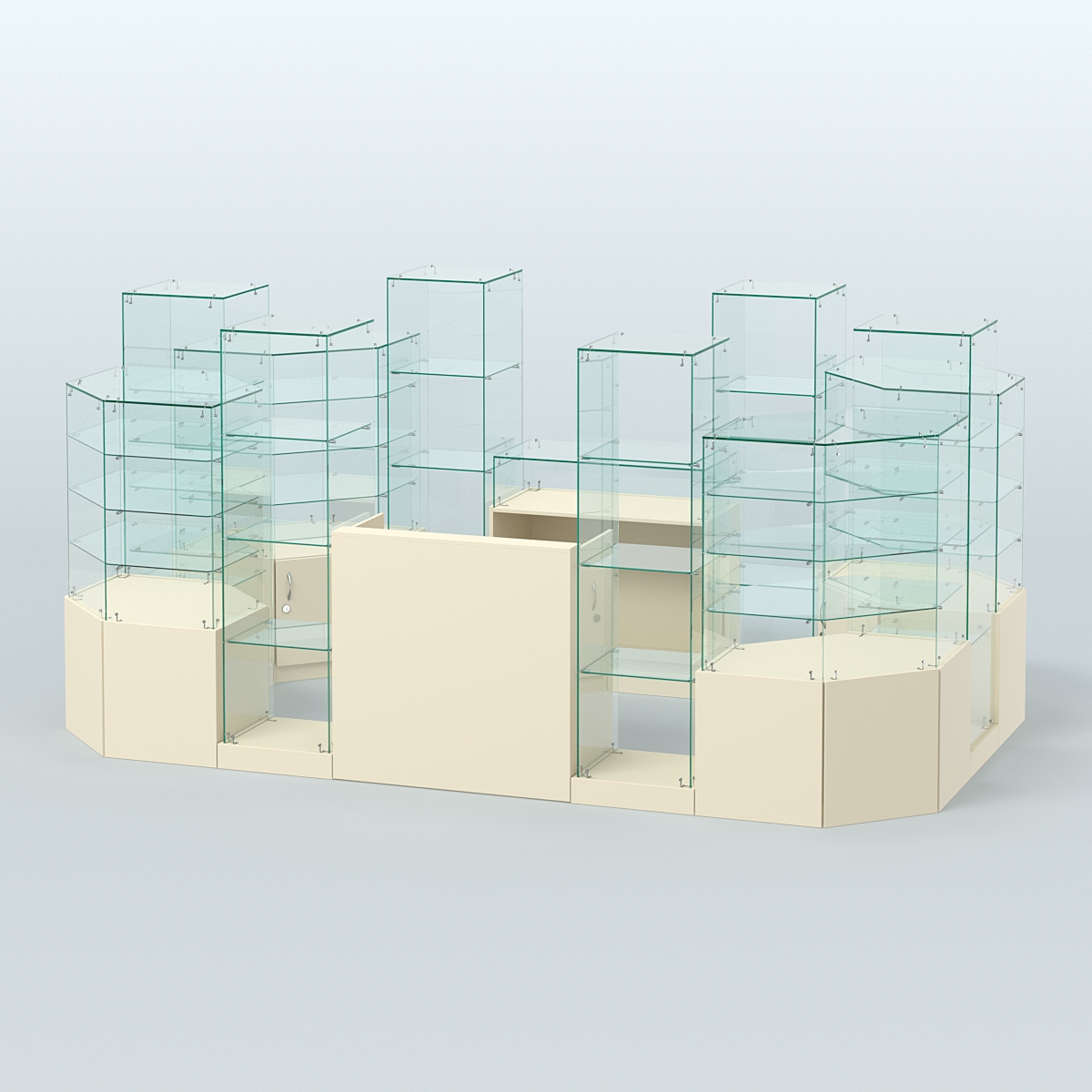 Павильон ИСТРА в центр зала №9 (открытый) (6, 8 кв.м) Крем Вайс