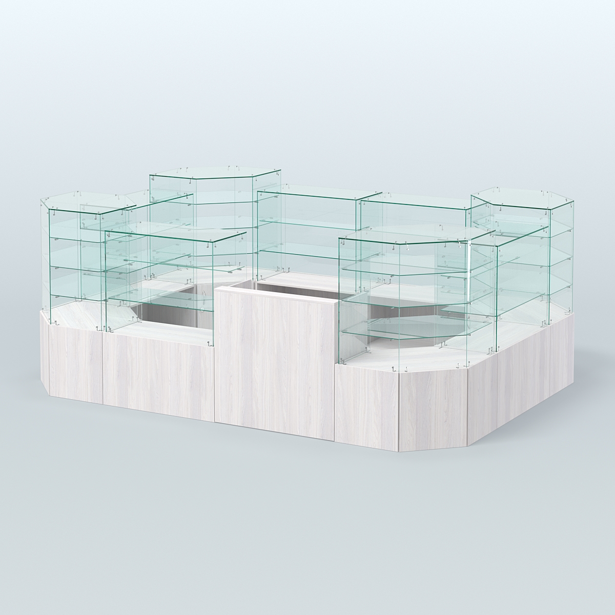 Павильон ИСТРА в центр зала №10 (открытый) (8, 32 кв.м) Ясень Анкор светлый