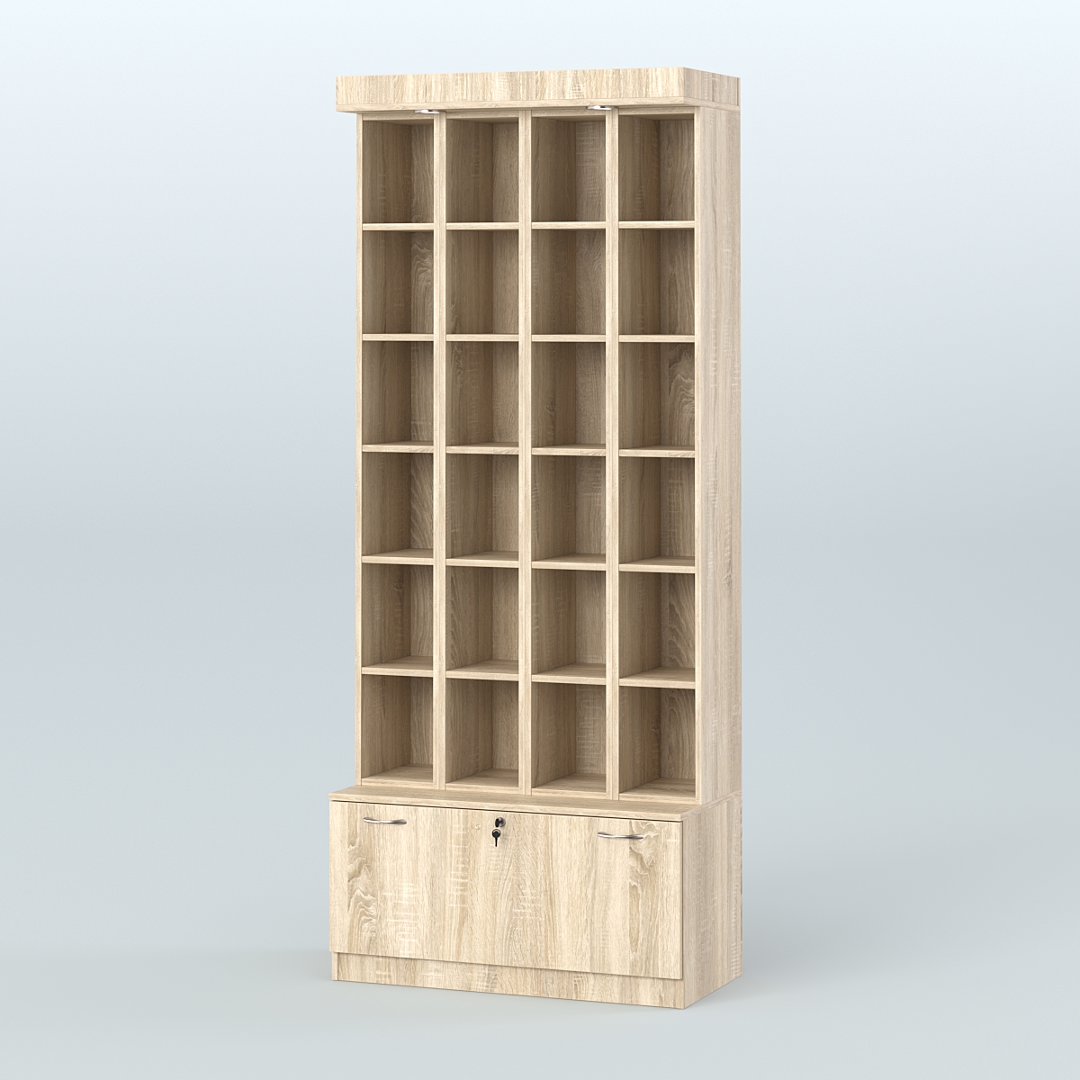 Витрина с ячейками для чая и кофе №1-1 (Т16) - задняя стенка ДВП Дуб сонома