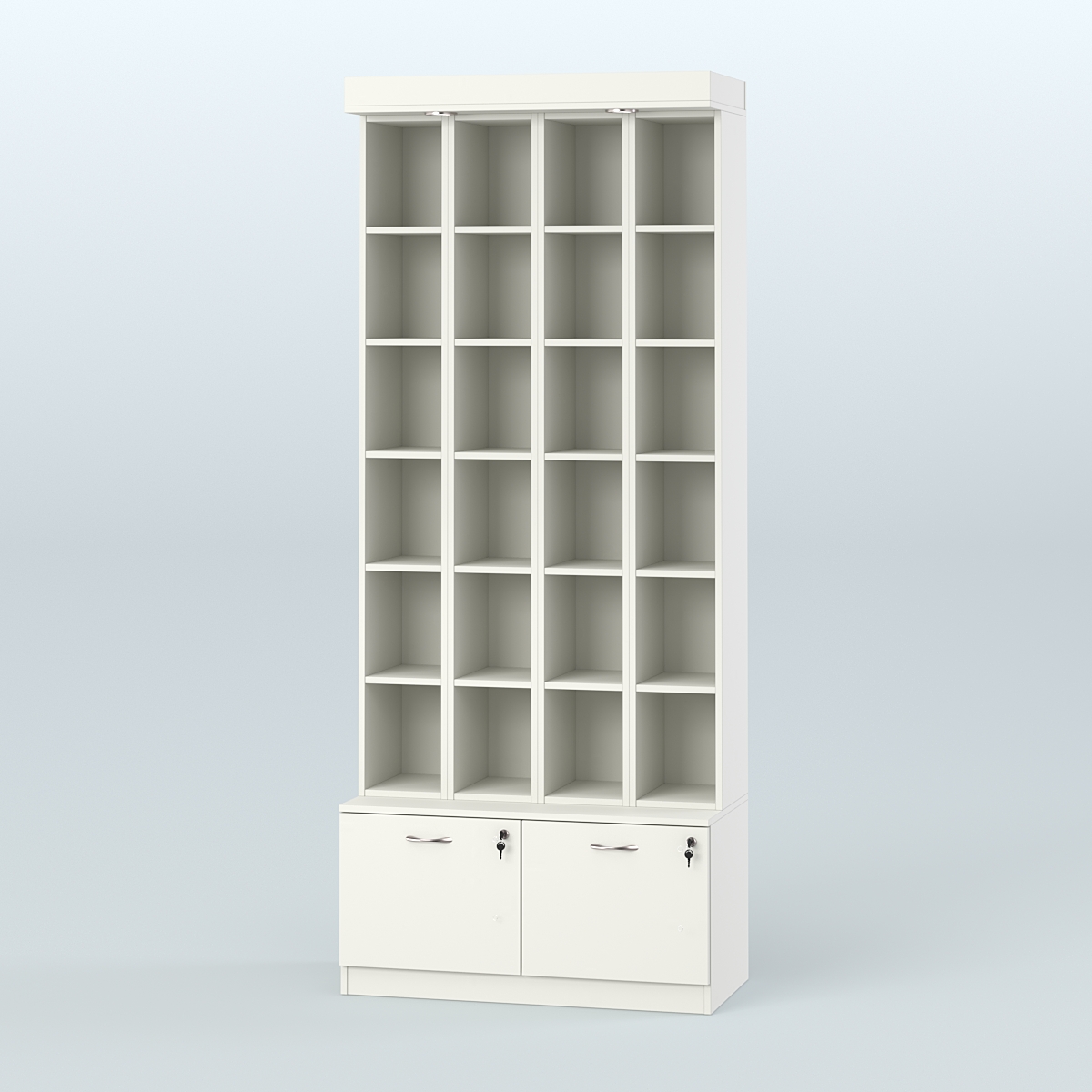 Витрина с двумя выдвижными ящиками для чая и кофе №3-1 (Т20) задняя стенка ДВП Белый