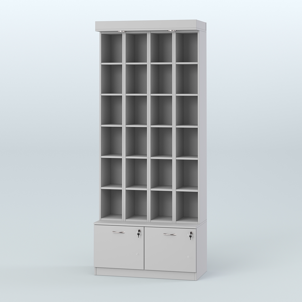 Витрина с двумя выдвижными ящиками для чая и кофе №3-1 (Т20) задняя стенка ДВП Серый