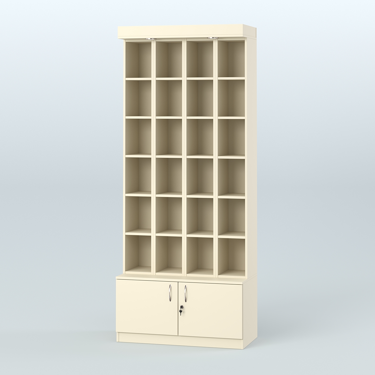 Витрина с открываю- щимися дверками для чая и кофе №4-1 (Т25) задняя стенка ДВП Крем Вайс