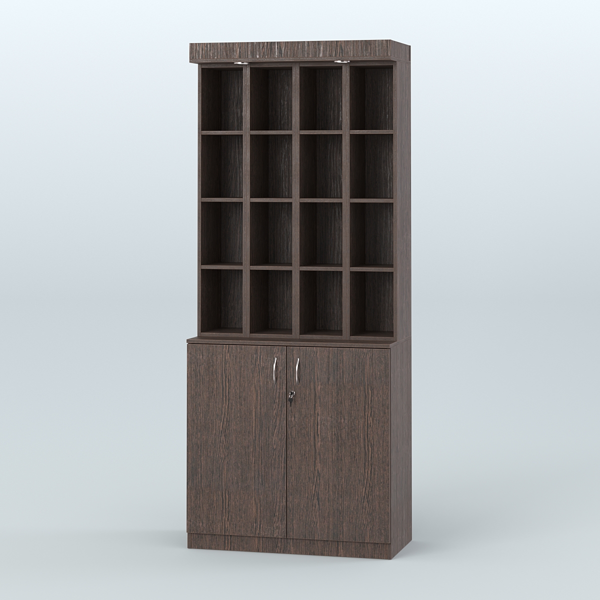 Витрина с узкими ячейками для чая и кофе №6-1 (Т27) задняя стенка ДВП Дуб Венге