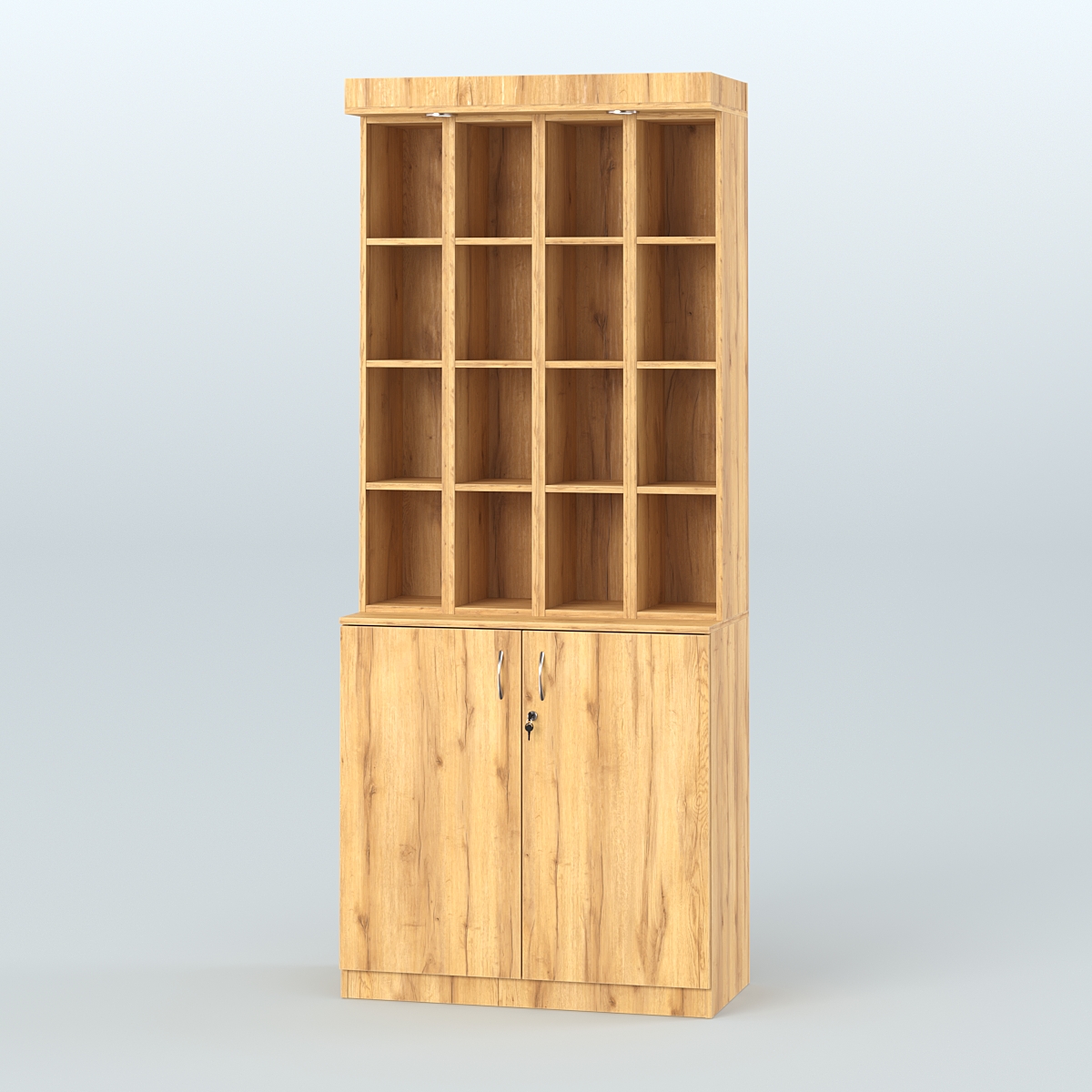 Витрина с узкими ячейками для чая и кофе №6-1 (Т27) задняя стенка ДВП Дуб Золотистый